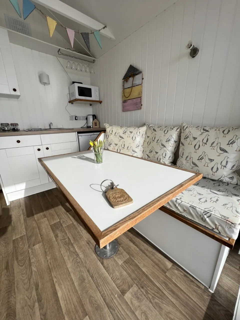 Seating inside a Beach Hut
