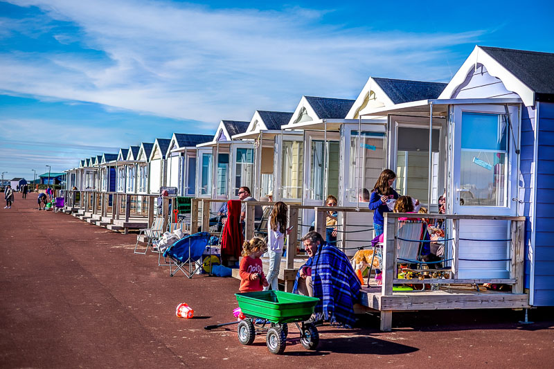 Modern beach huts beside the St Annes promenade